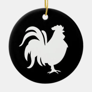 Minimalist Cute White lucky rooster Ceramic Tree Decoration
