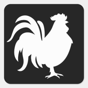 Minimalist Cute White lucky rooster     Square Sticker