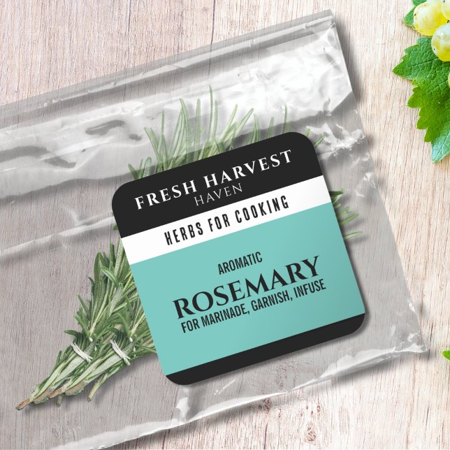 Minimalist Cyan Herb Square Sticker (Creator Uploaded)