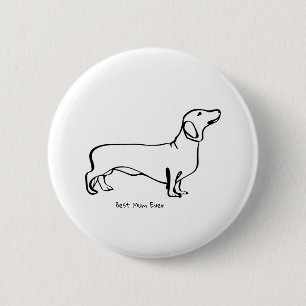 Minimalist Dachshund Art - Your Text, Your Style 6 Cm Round Badge