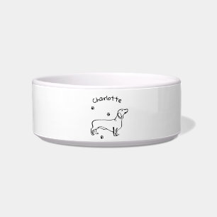 Minimalist Dachshund Art - Your Text, Your Style Bowl