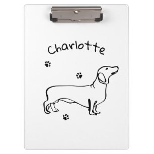 Minimalist Dachshund Art - Your Text, Your Style Clipboard