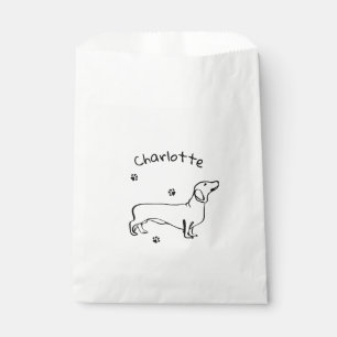 Minimalist Dachshund Art - Your Text, Your Style Favour Bags