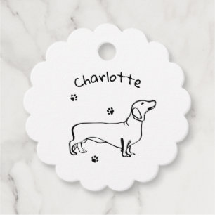Minimalist Dachshund Art - Your Text, Your Style Favour Tags