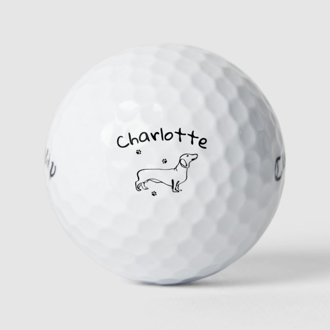 Minimalist Dachshund Art - Your Text, Your Style Golf Balls (Front)