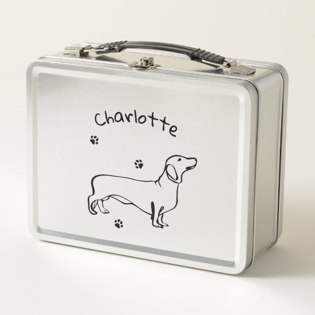 Minimalist Dachshund Art - Your Text, Your Style Metal Lunch Box (Front)