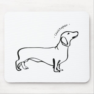 Minimalist Dachshund Art - Your Text, Your Style Mouse Pad