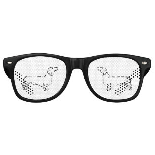 Minimalist Dachshund Art - Your Text, Your Style Retro Sunglasses