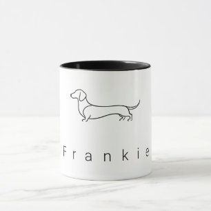Minimalist Dachshund Custom Name Modern One-Lin Mug