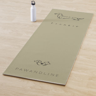 Minimalist Dachshund Line Art Custom Name Yoga Mat