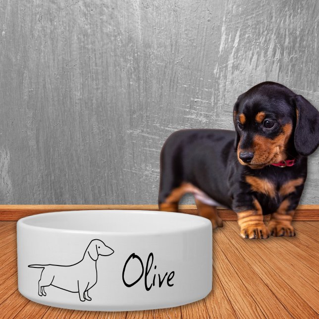 Minimalist Dachshund Line Art with Name Bowl (Creator Uploaded)