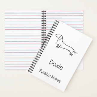 Minimalist Dachshund Personalised Name Spiral Note Notebook