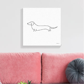Minimalist Dachshund Single Line Art Canvas Print