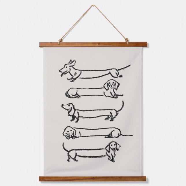 Minimalist Dachshund Tapestry Art Print (Front)