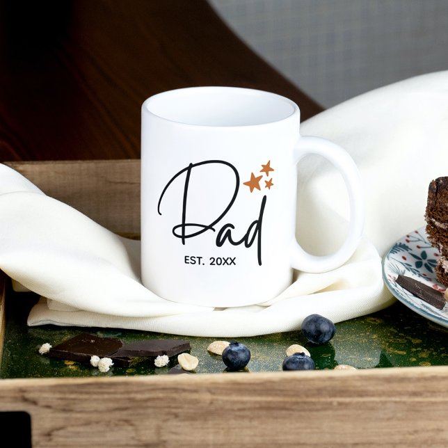 Minimalist Dad Est. With Year Script Typography Coffee Mug (Creator Uploaded)