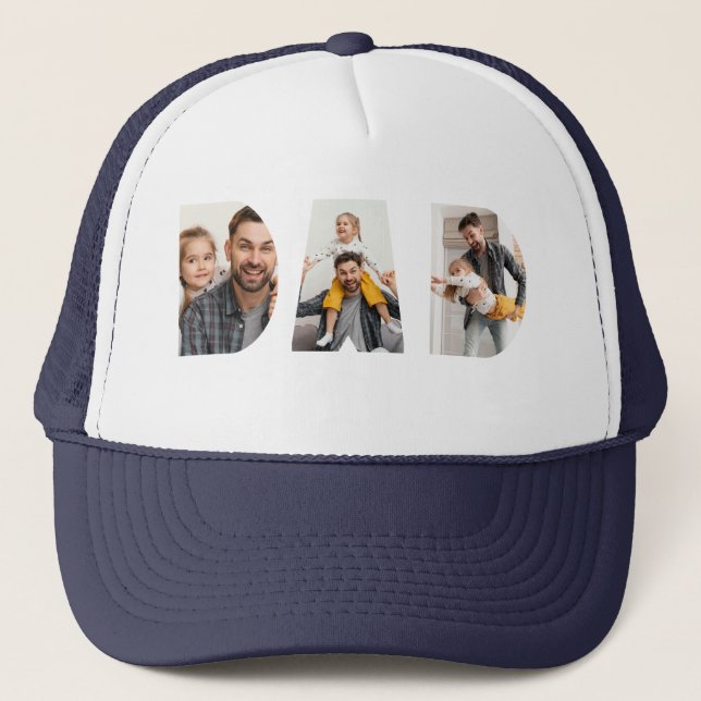 Minimalist DAD Photo Collage Personalised Trucker Hat (Front)