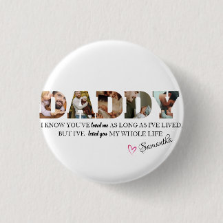 Minimalist DADDY Photo Collage Happy Father's Day 3 Cm Round Badge