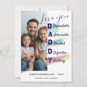 Minimalist DADDY Photo Collage Happy Father's Day  Card