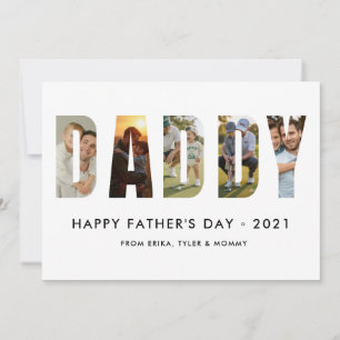 Minimalist DADDY Photo Collage Happy Father's Day  Card