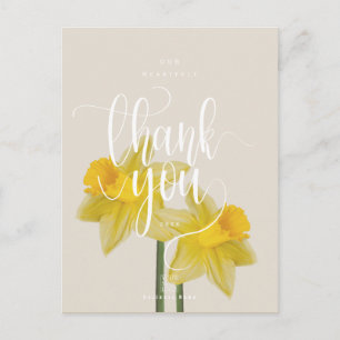 Minimalist Daffodil Photo Thank You Business Grey Postcard