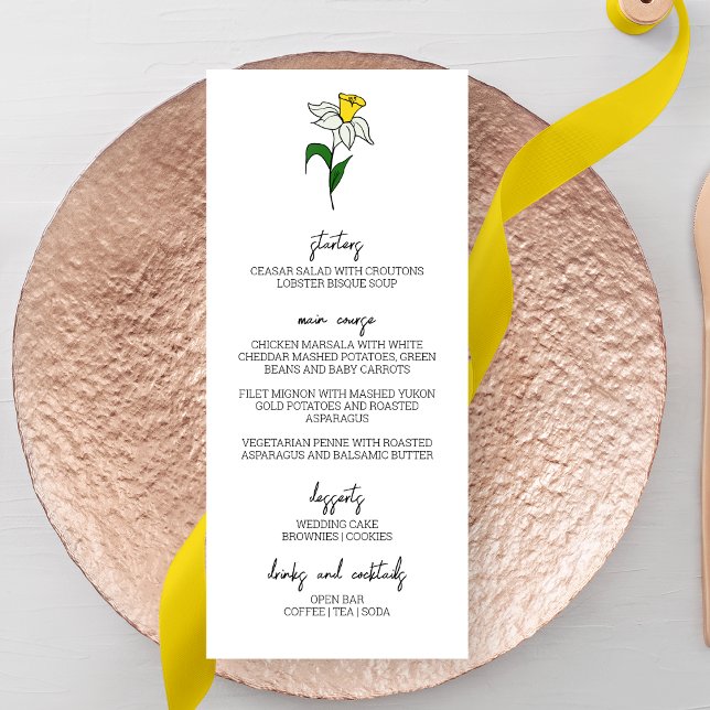 Minimalist Daffodil Wedding Menu (Creator Uploaded)