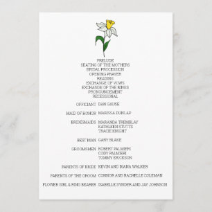 Minimalist Daffodil Wedding Program Programme