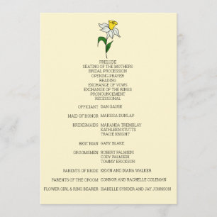 Minimalist Daffodil Wedding Program Programme