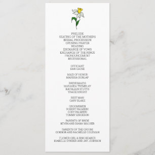 Minimalist Daffodil Wedding Program Programme