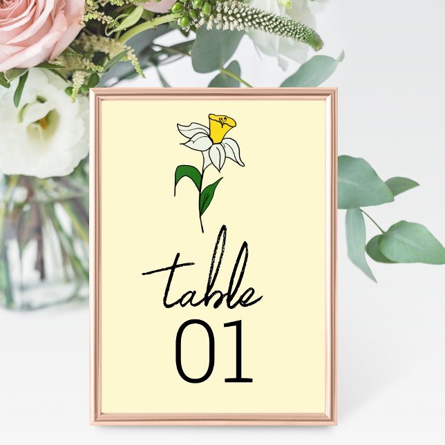 Minimalist Daffodil Wedding Table Number (Creator Uploaded)