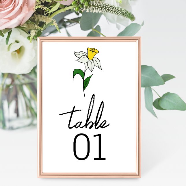Minimalist Daffodil Wedding Table Number (Creator Uploaded)