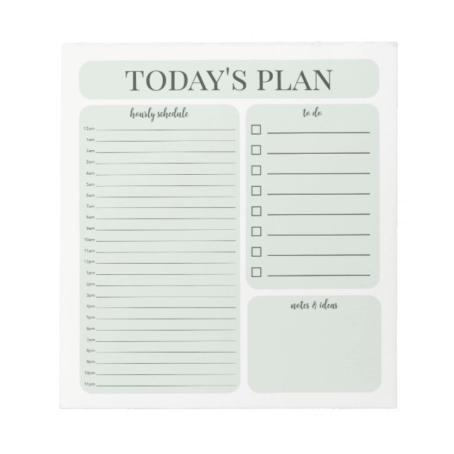 Minimalist Daily Planner Notepad | Hourly To Do (Front)