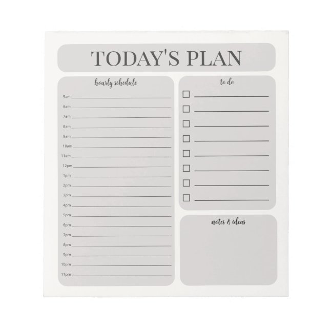 Minimalist Daily Planner Notepad | Hourly To Do (Front)