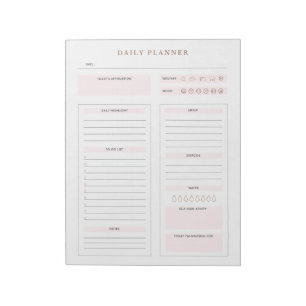 Minimalist Daily Planner To do list Pastel Pink Notepad