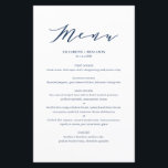 Minimalist Dainty Script Blue Wedding Menu Card<br><div class="desc">Customisable script menu card featuring elegant script,  simple typography and stripes pattern. This script menu card is perfect for any wedding theme and season. Personalise by adding names,  date and menu details.</div>