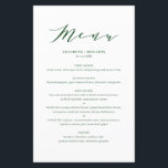 Minimalist Dainty Script Green Wedding Menu Card<br><div class="desc">Customisable script menu card featuring elegant script,  simple typography and stripes pattern. This script menu card is perfect for any wedding theme and season. Personalise by adding names,  date and menu details.</div>