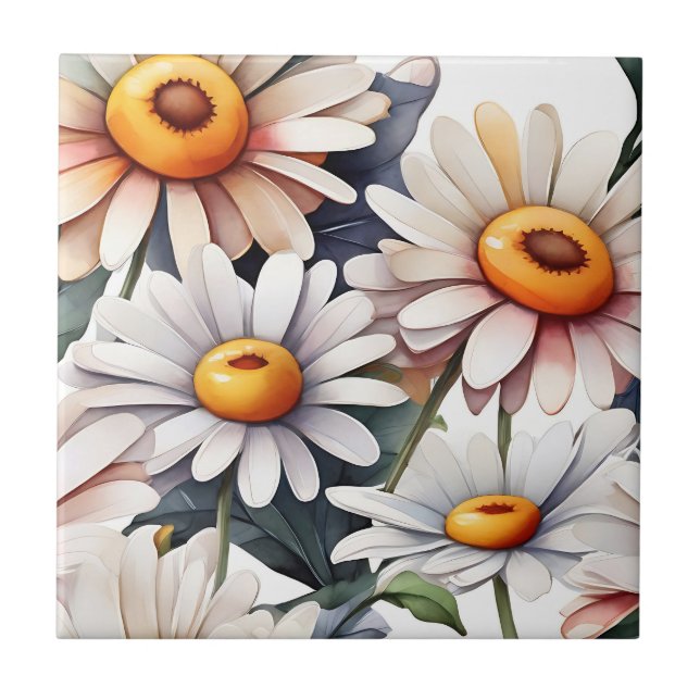 Minimalist Daisies Pattern Tile (Front)