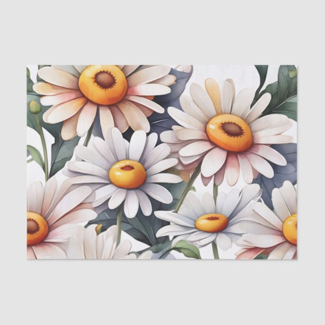 Minimalist Daisies Pattern Tissue Paper (Front)