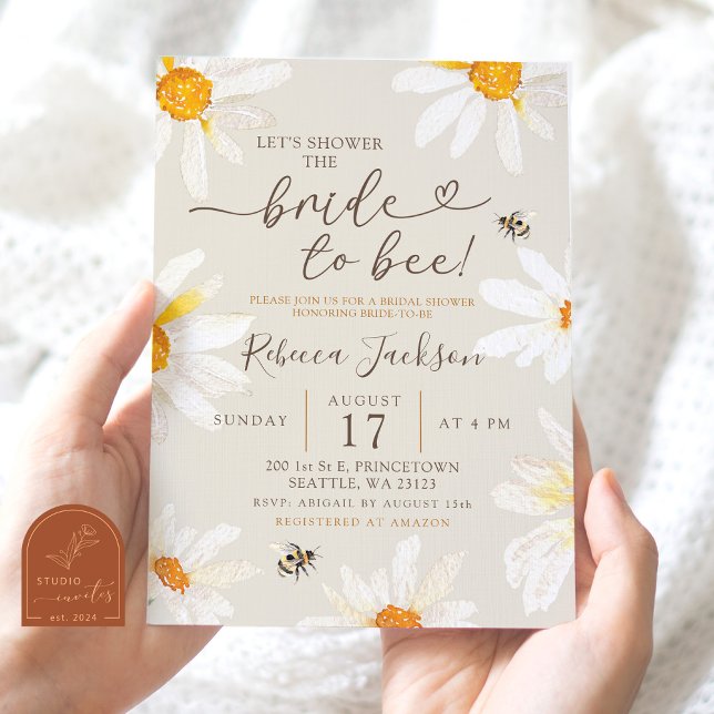 Minimalist Daisy Bride to Bee Bridal Shower Invitation (Creator Uploaded)