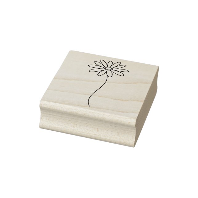 Minimalist Daisy Floral Line Art  Rubber Stamp (Stamp)