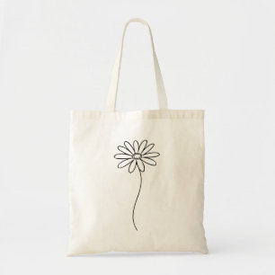 Minimalist Daisy Floral Line Art Tote Bag