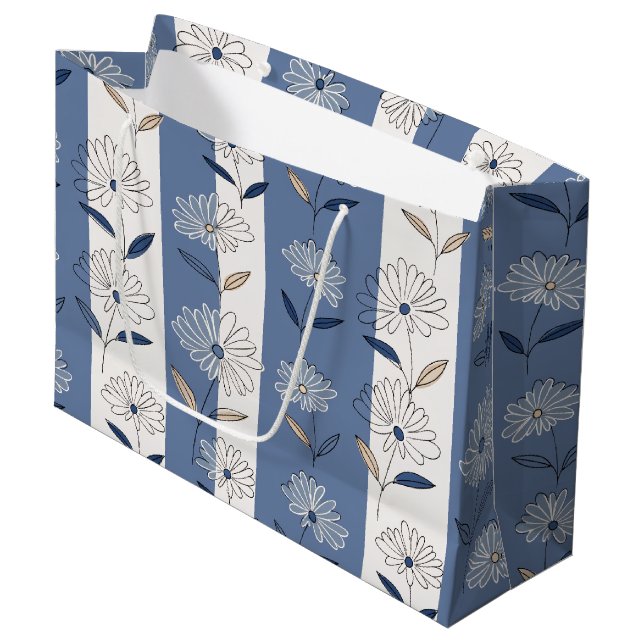 Minimalist Daisy Floral Pattern (1) Large Gift Bag (Front Angled)