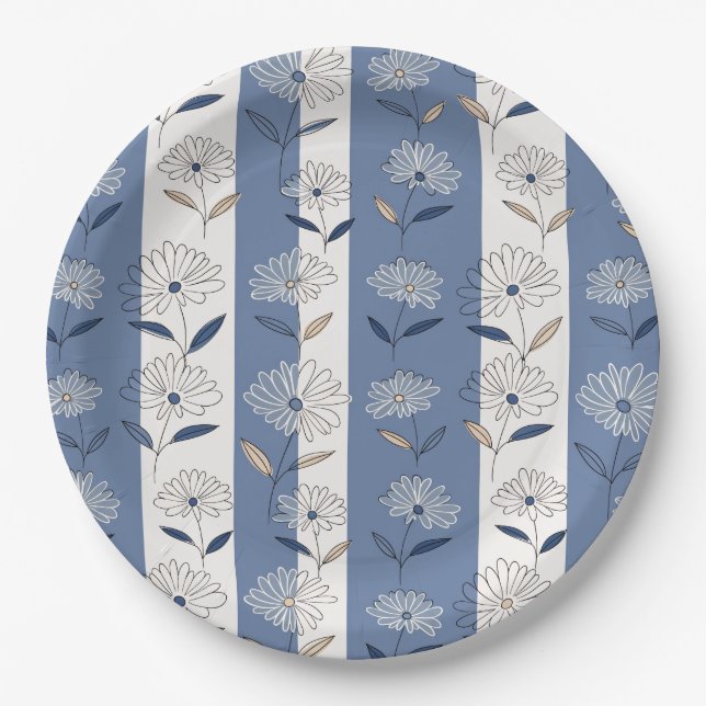 Minimalist Daisy Floral Pattern (1) Paper Plate (Front)