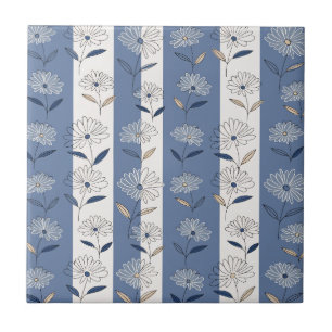 Minimalist Daisy Floral Pattern (1) Tile