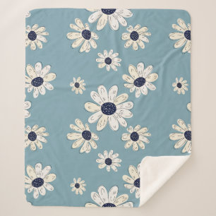 Minimalist Daisy Floral Pattern (2) Sherpa Blanket