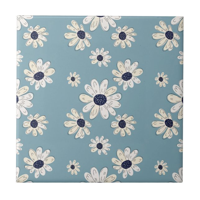 Minimalist Daisy Floral Pattern (2) Tile (Front)