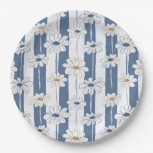 Minimalist Daisy Floral Pattern (3) Paper Plate