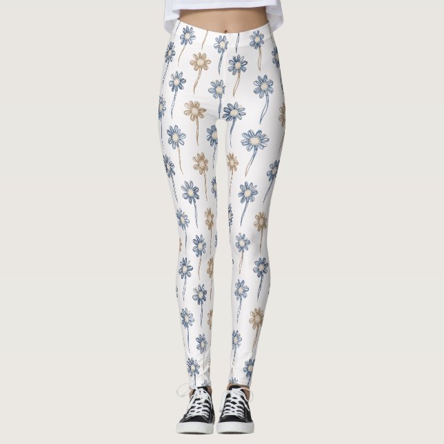 Minimalist Daisy Floral Pattern (4) Leggings (Front)