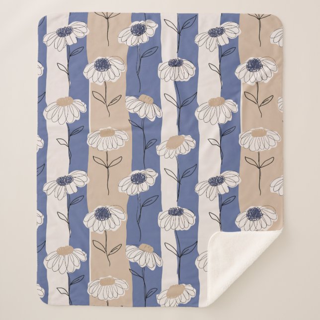 Minimalist Daisy Floral Pattern (4) Sherpa Blanket (Front)