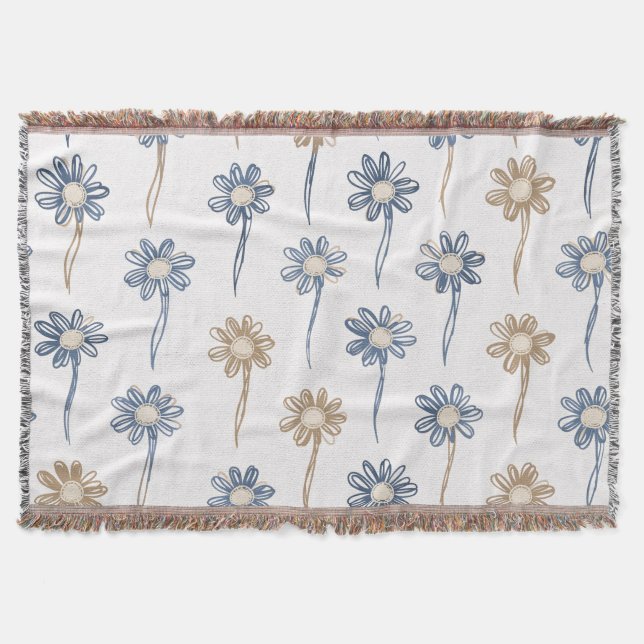Minimalist Daisy Floral Pattern (5) Throw Blanket (Front)