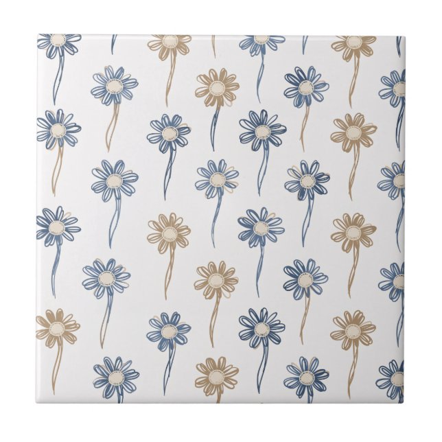 Minimalist Daisy Floral Pattern (5) Tile (Front)